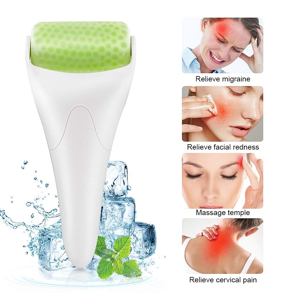 BFASU Ice Roller for Face & Eye Puffiness 1 Count (Pack of 1), White-green