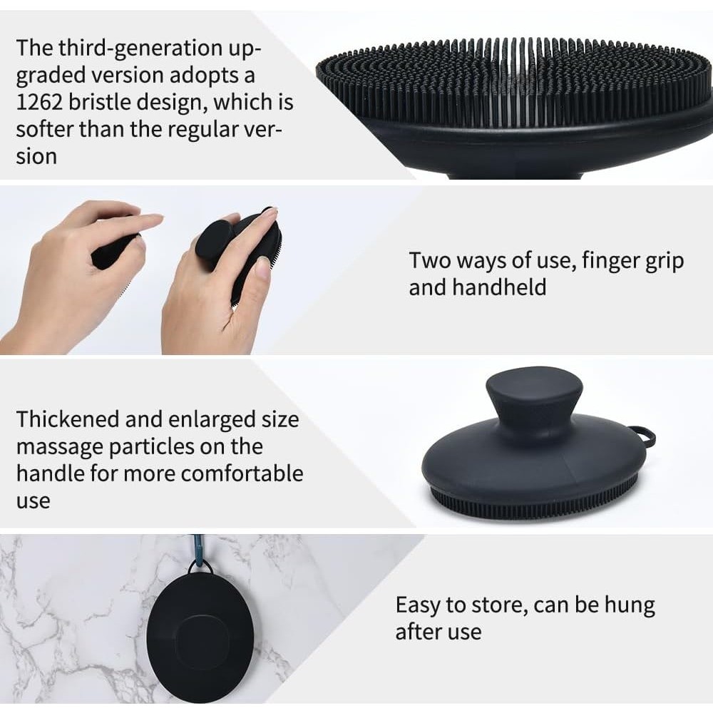 Manual Facial Cleansing Brush with 1262 Soft Silicone Bristles Exfoliating Face