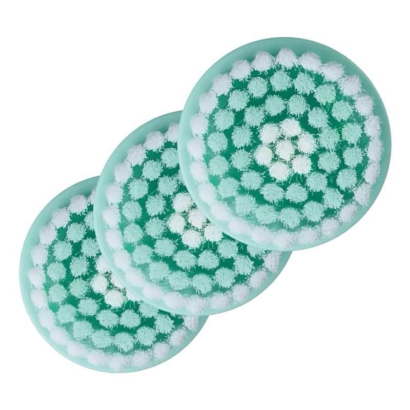 Conair True Glow Battery Facial Brush, Waterproof, 2 Speeds, 3 Heads, Mint Green