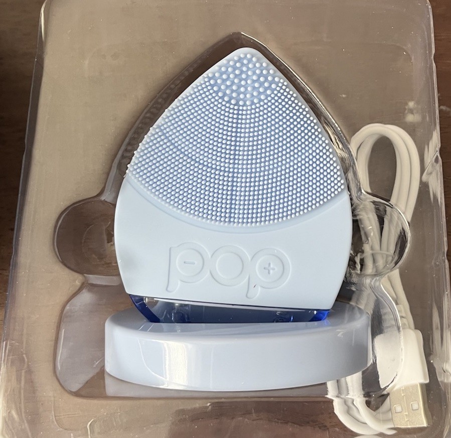 Pop Sonic Facial Cleansing Brush Leaflet Ice Blue Rechargeable Open Box