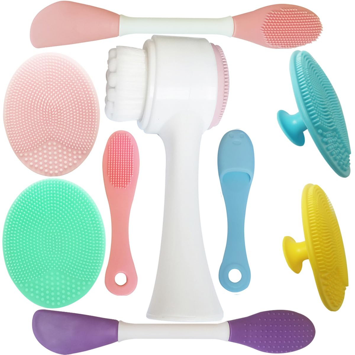 9-In-1 Face Scrubber Face Cleaning Brushes Super Soft Silicone Cleanser Brush an