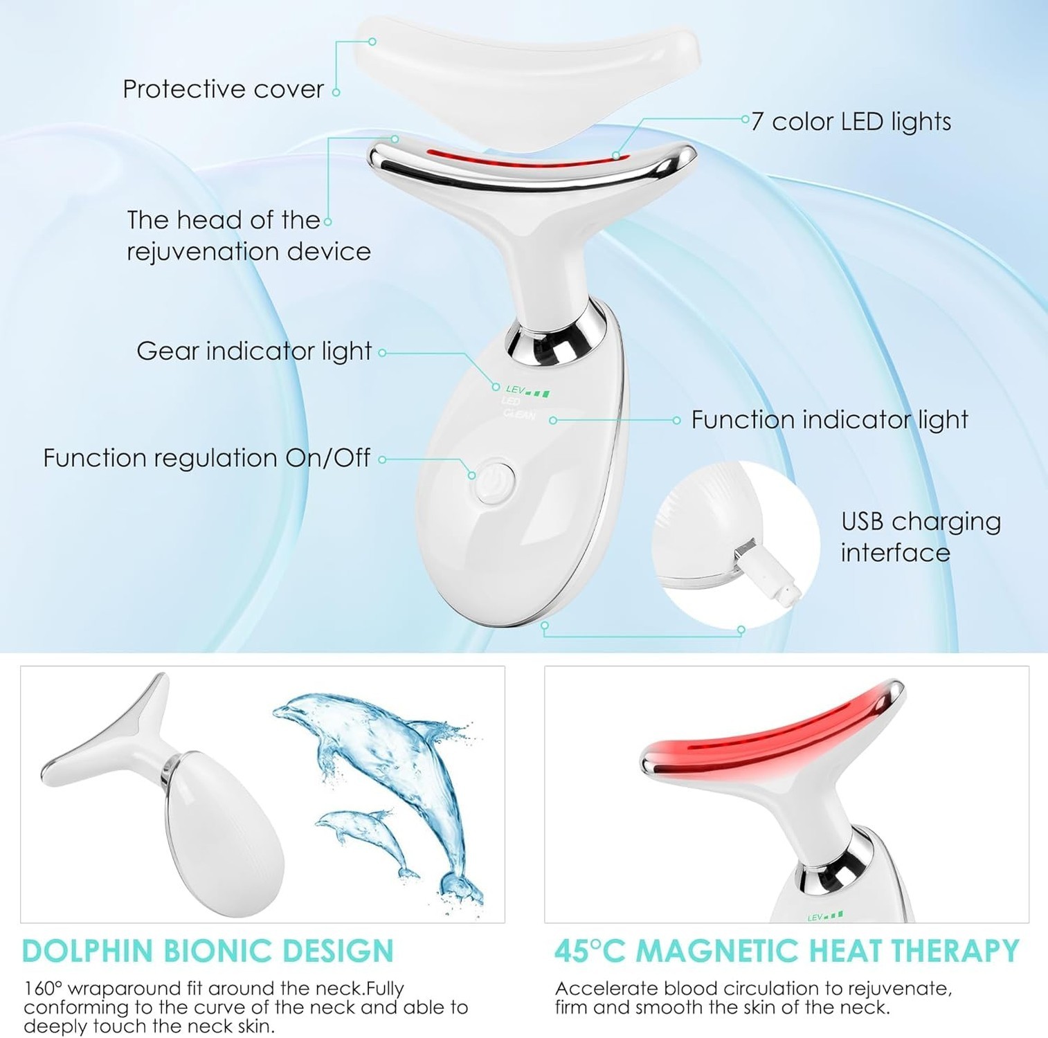 Facial Massager Face and Neck, Face 𝖲 culpting Wand Tool with 7 Color –