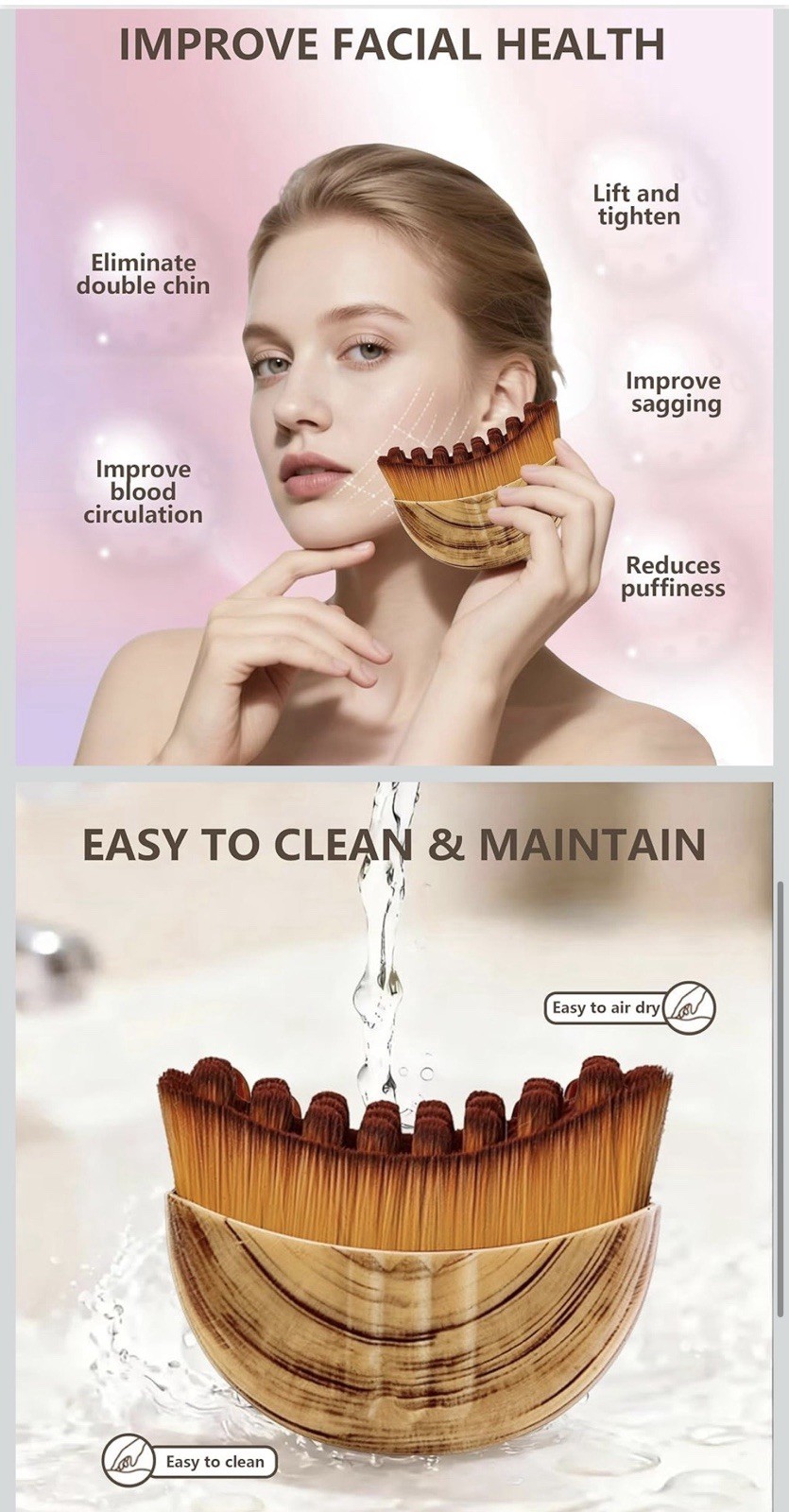 New Lymphatic Contour Face Brush, Dry Brushing Face Brush, Lymphatic Drainage