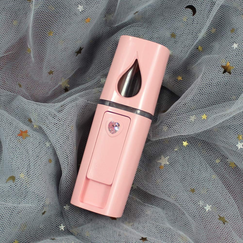 Portable Nano Facial Mister Pink with Mirror and 20ml Water Tank