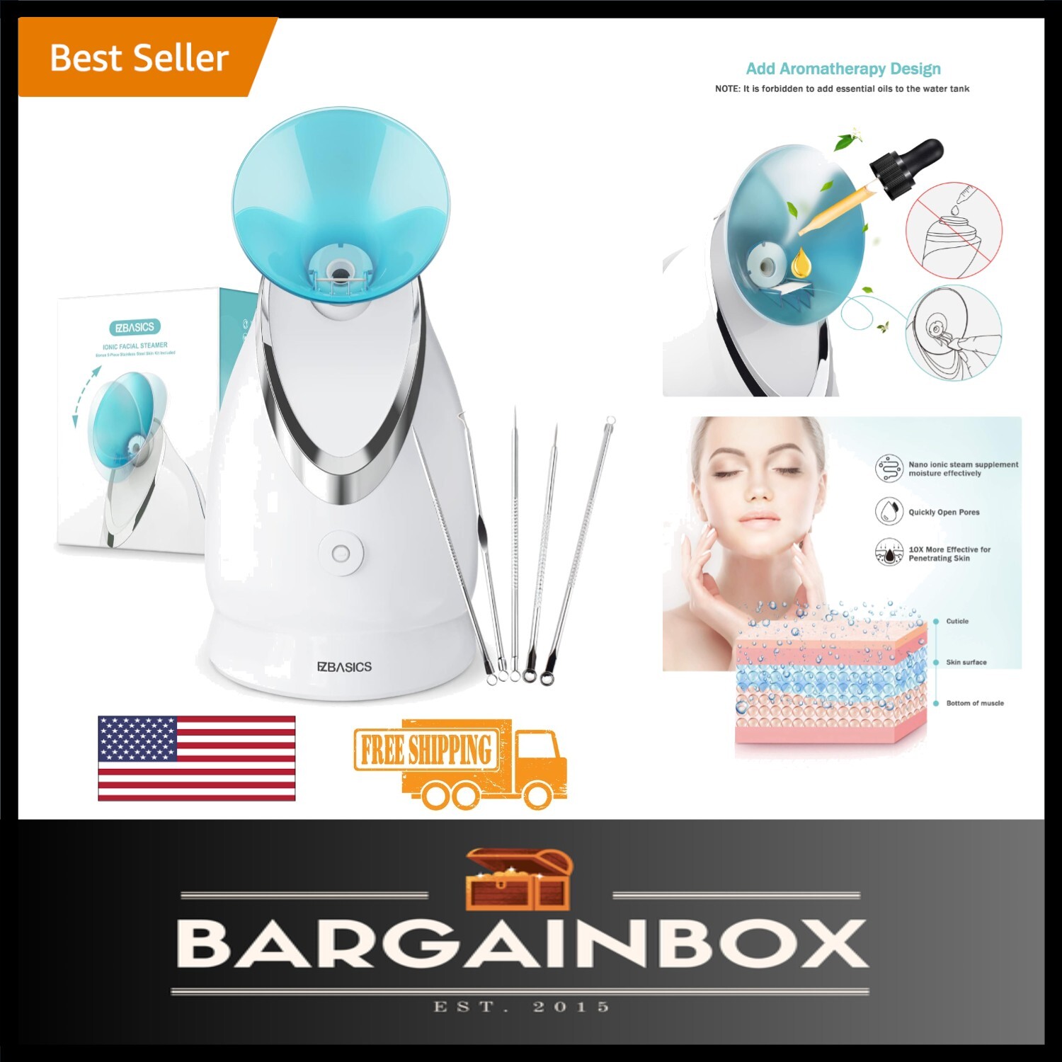 Pro Facial Steamer with Aromatherapy & Blackhead Removal Kit – Perfect Gift