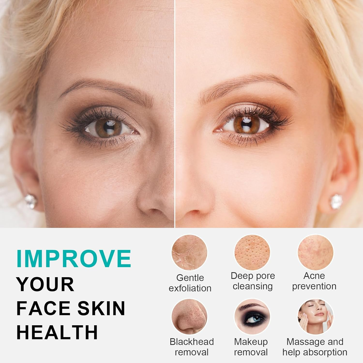 Facial Cleansing Brush, Waterproof Dual-Rotation Face Scrubber Exfoliator with 3