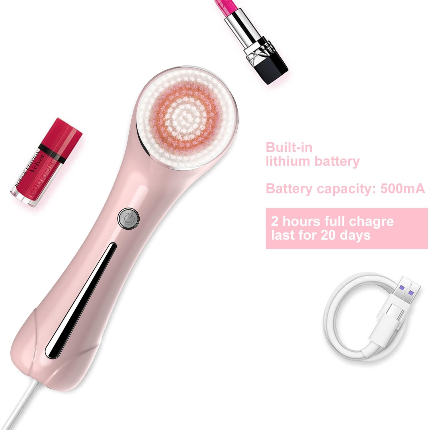 Rotating Cleansing Brush with 4 Replaceable Heads, Heated Metal Massage Head …