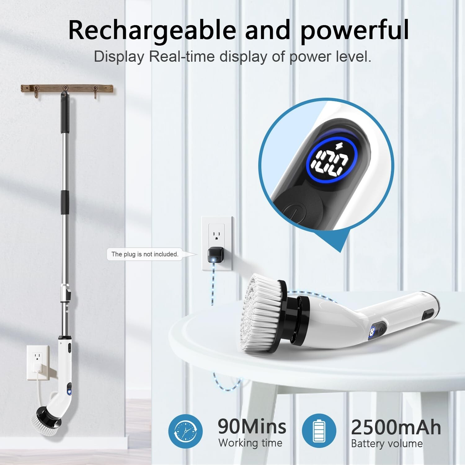 TUYU Electric Spin Scrubber, Full-Body IPX7 Waterproof Bathroom Scrubber with…