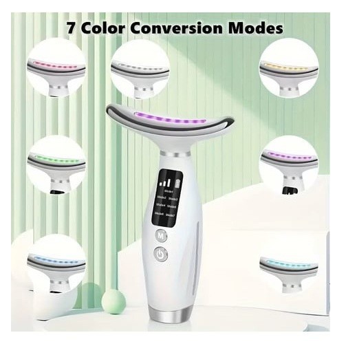 Rechargeable Face & Neck Beauty Device 7 Modes LED Massage Skin Care Tool USB