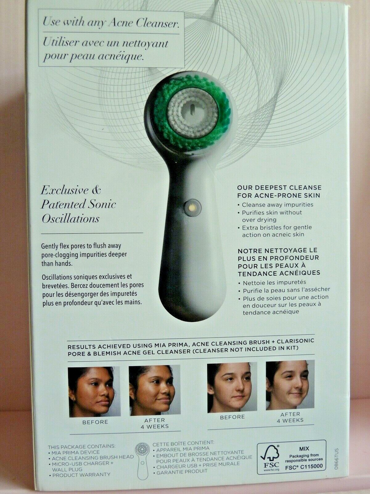Clarisonic MIA PRIMA ACNE CLEANSING Purifying Sonic Face Brush ~GREY~New/SEALED