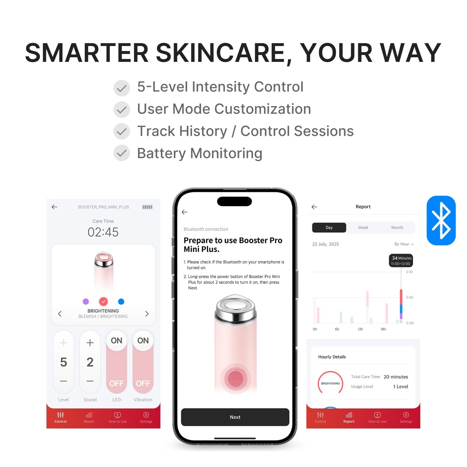 Portable Facial Device for Radiance, Calming & Elasticity | 3-Mode Red, Blue, Pu