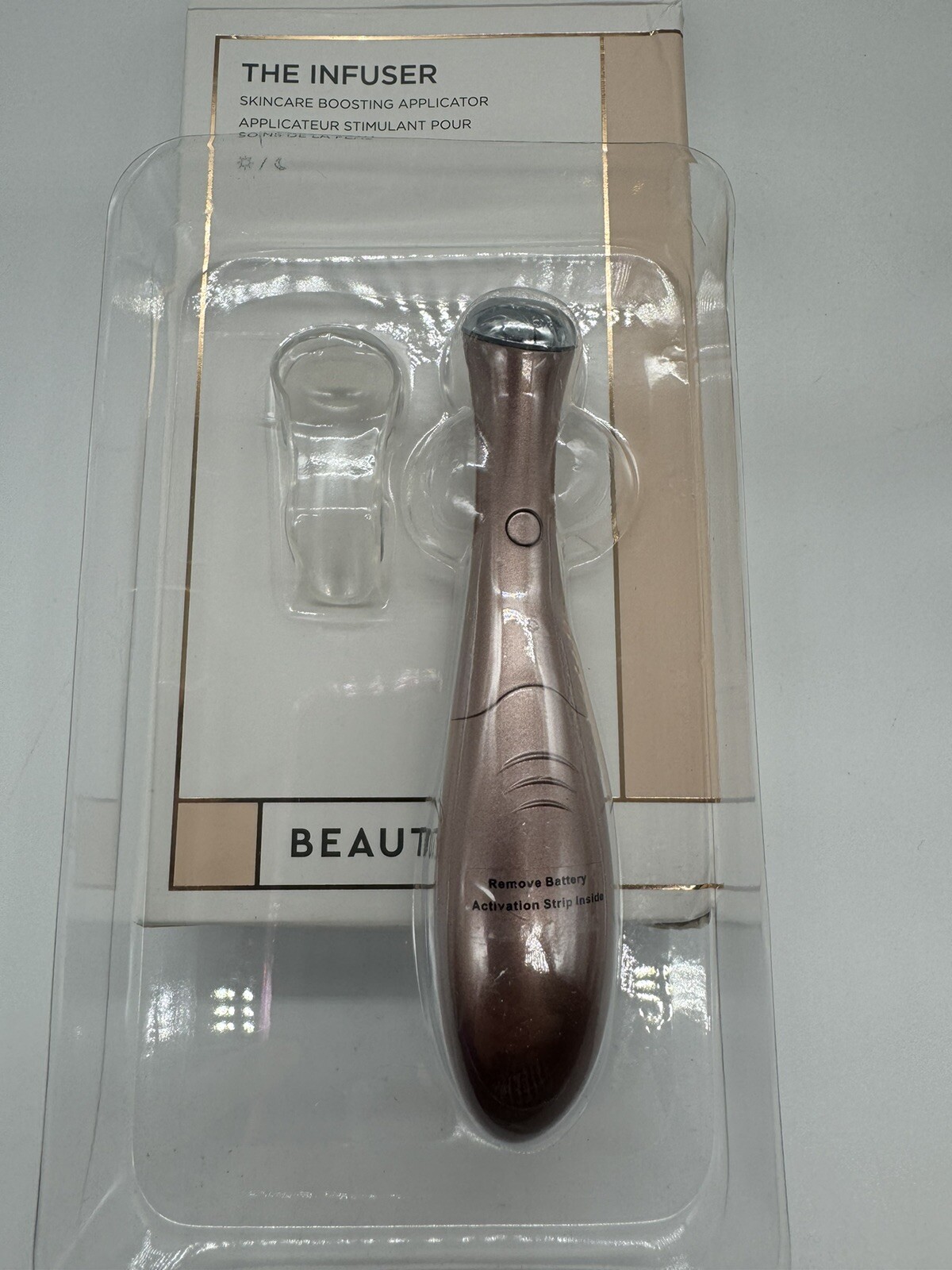 BeautyBio The Infuser Skincare Boosting Applicator Rose Gold De-Puffing NIB