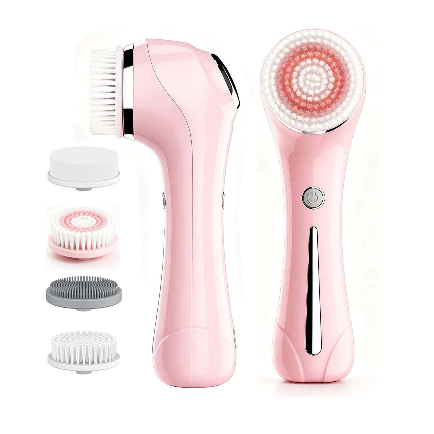 Rotating Cleansing Brush with 4 Replaceable Heads, Heated Metal Massage Head …