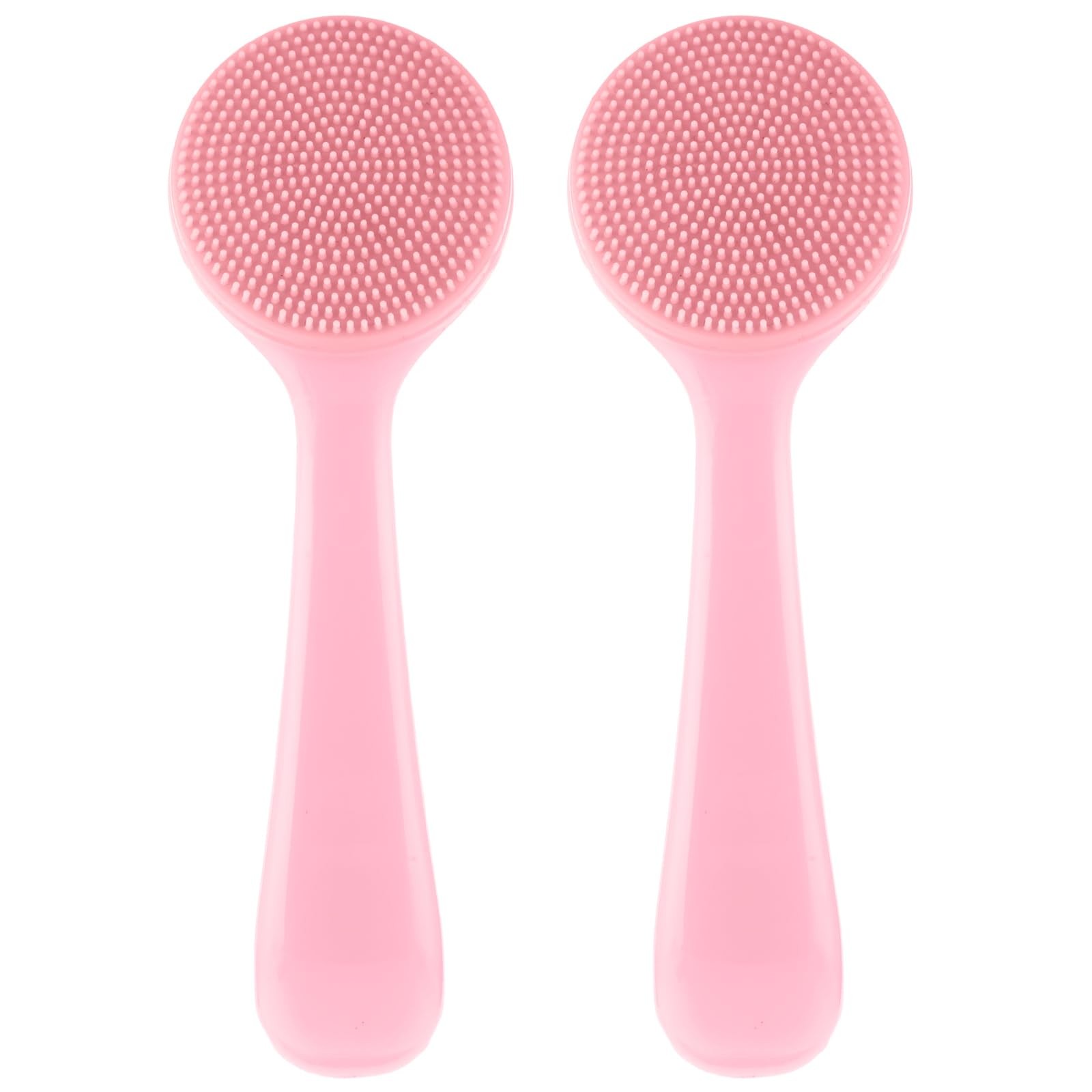 2 Pack Face Scrubber for Women, Soft Silicone Cleansing Brush, Pink
