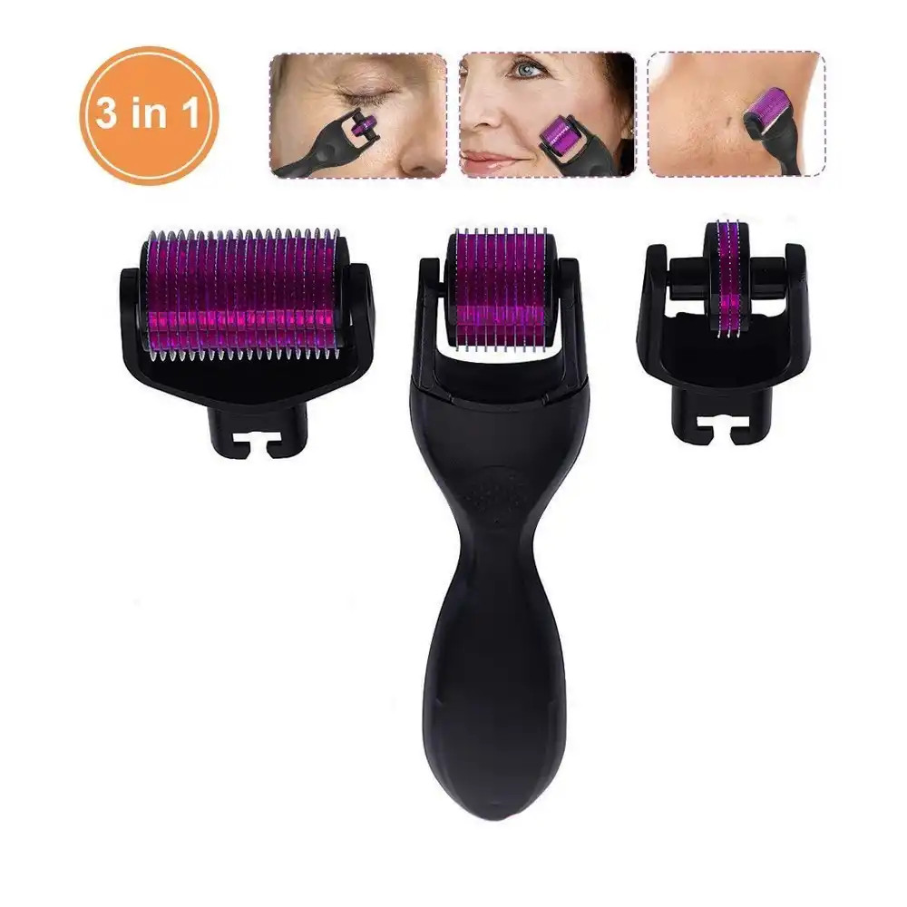 Derma Roller Titanium needles 3 in 1 set, Acne Scars Beard Hair Regrowth Therapy