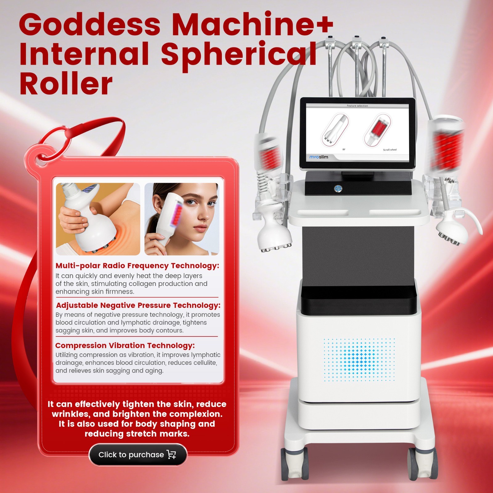 Goddess Machine+ 4D RF Facial & Body Sculpting Device with Internal Spherical