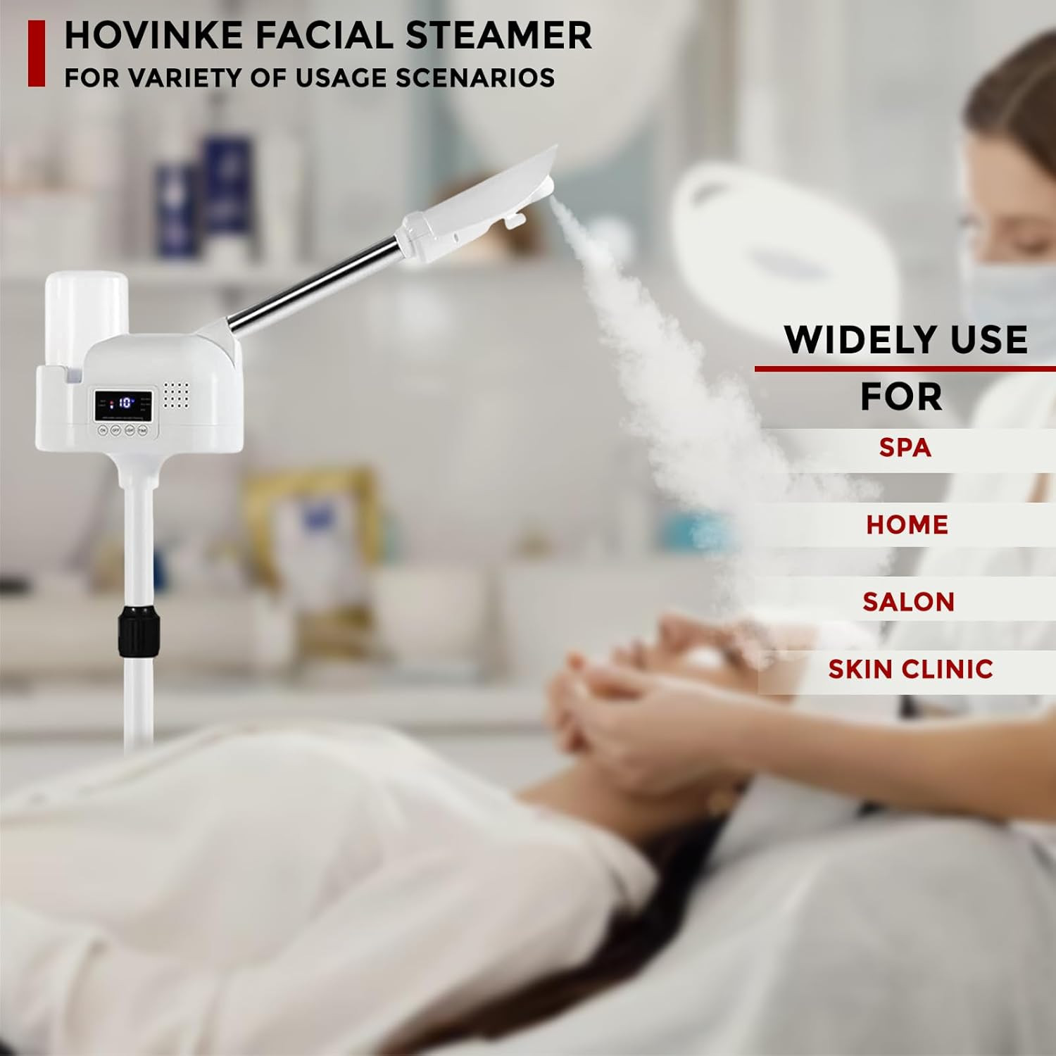 Professional Facial Steamer on Wheels for Esthetician, Touch Screen Vaporizador
