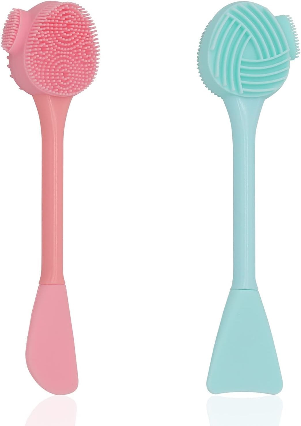 2 Pack Silicone Face Scrubber, 4 in 1 Facial 2 Count (Pack of 1), Blue,pink