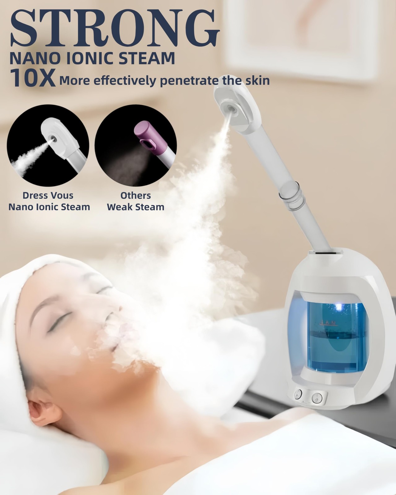 Facial Steamer, Face Steamer for Esthetician and Nano Ionic Portable Ozone Ha…