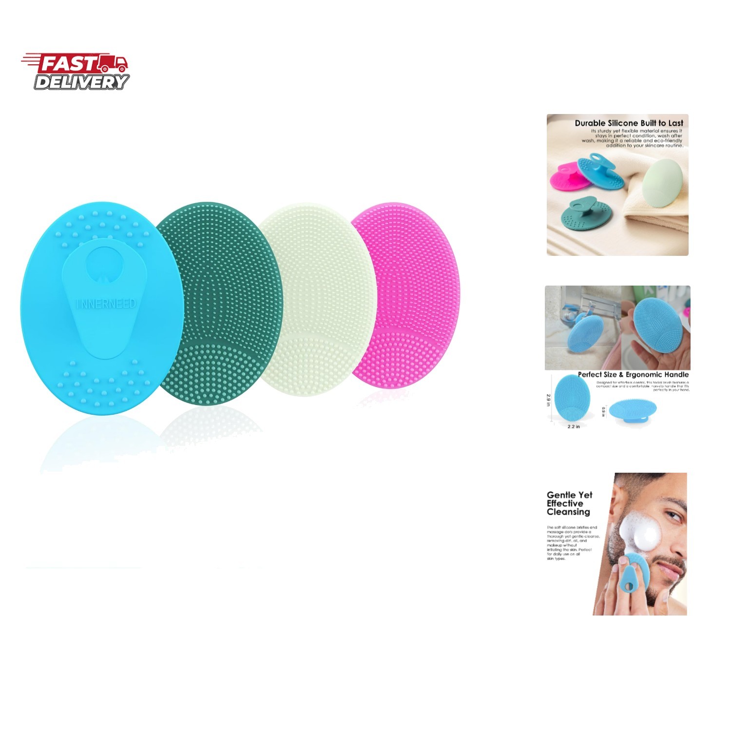 4 Pack Silicone Face Scrubber for Deep Cleansing and Exfoliation – Soft Facia…