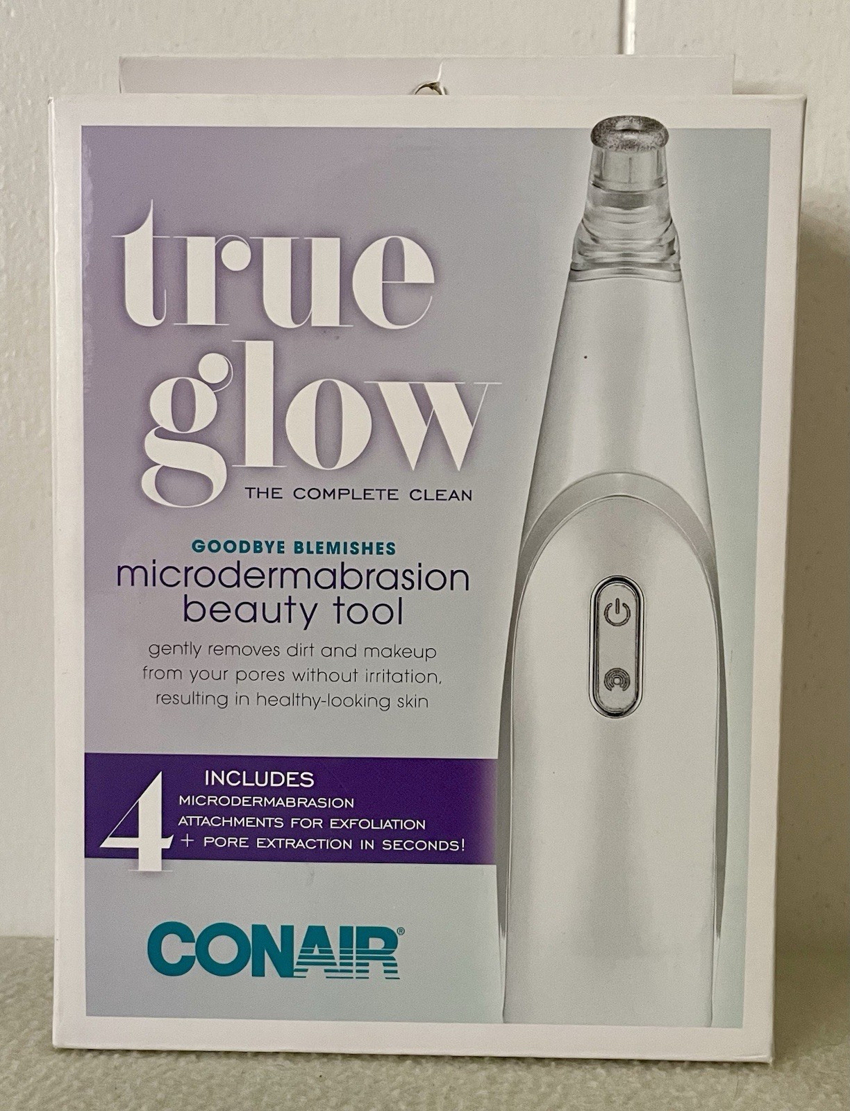 Conair True Glow Microdermabrasion Beauty Tool 4 Attachments New In Box