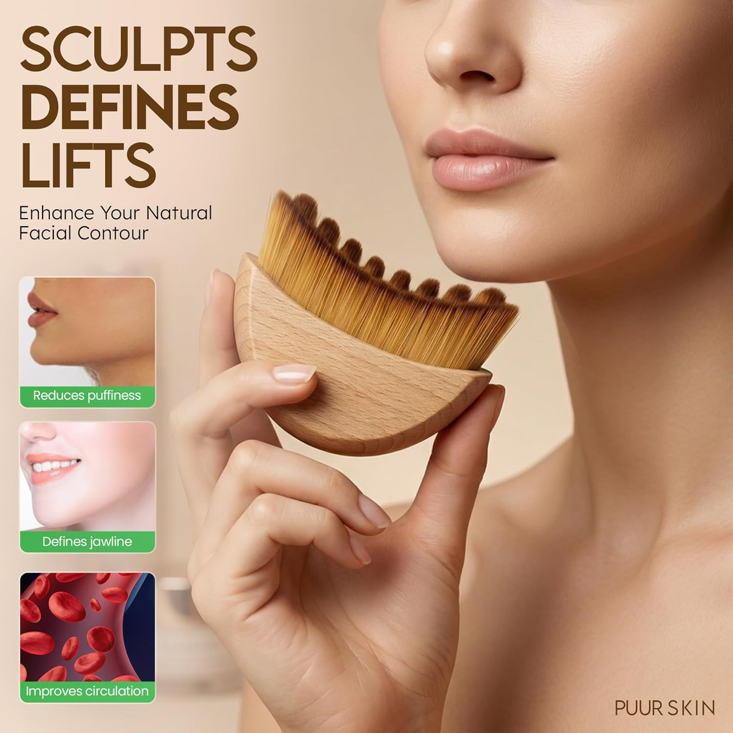 Premium Lymphatic Contour Face Brush for Sculpting – Lymphatic Drainage Massager