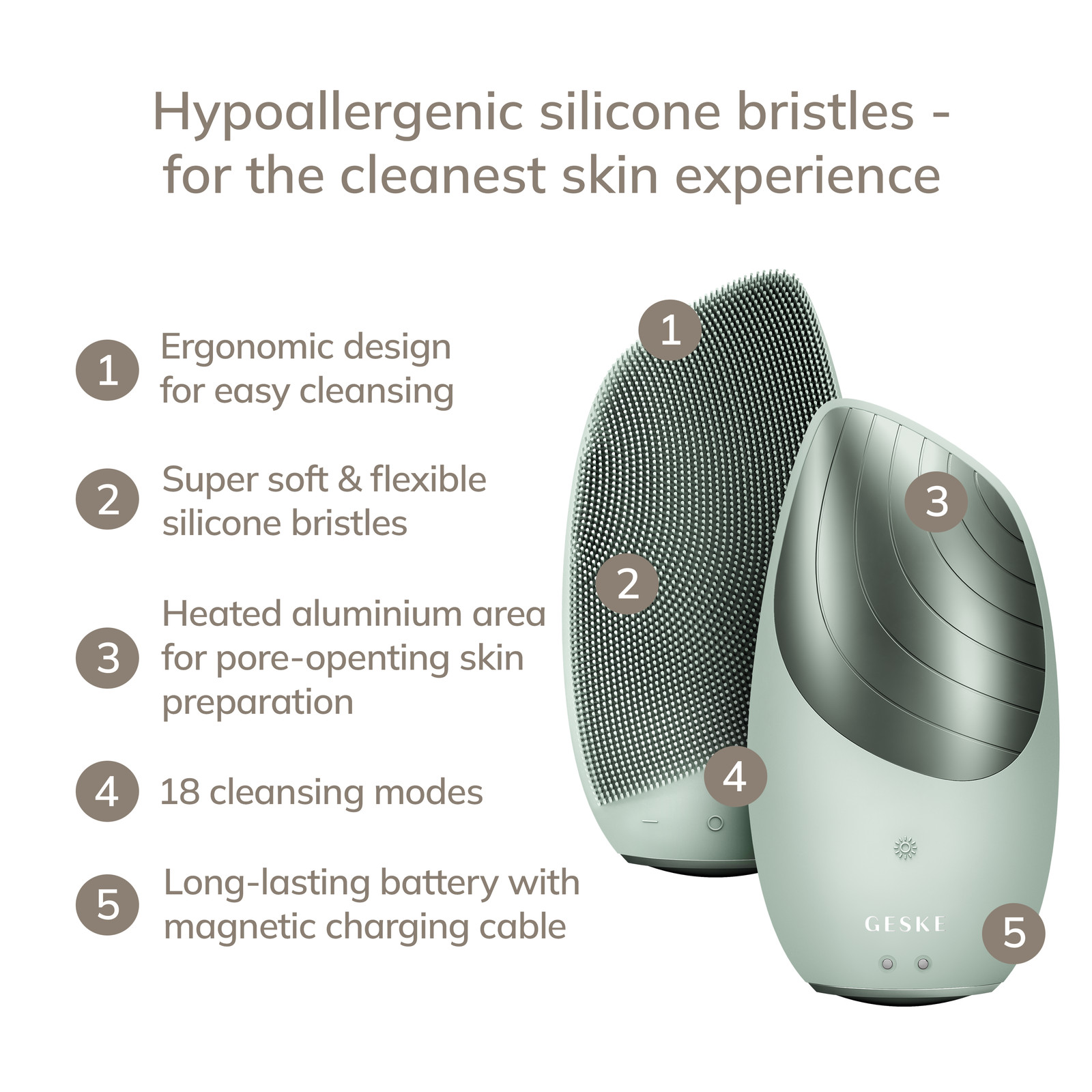 GESKE Sonic Thermo Facial Brush 6 in 1 Green