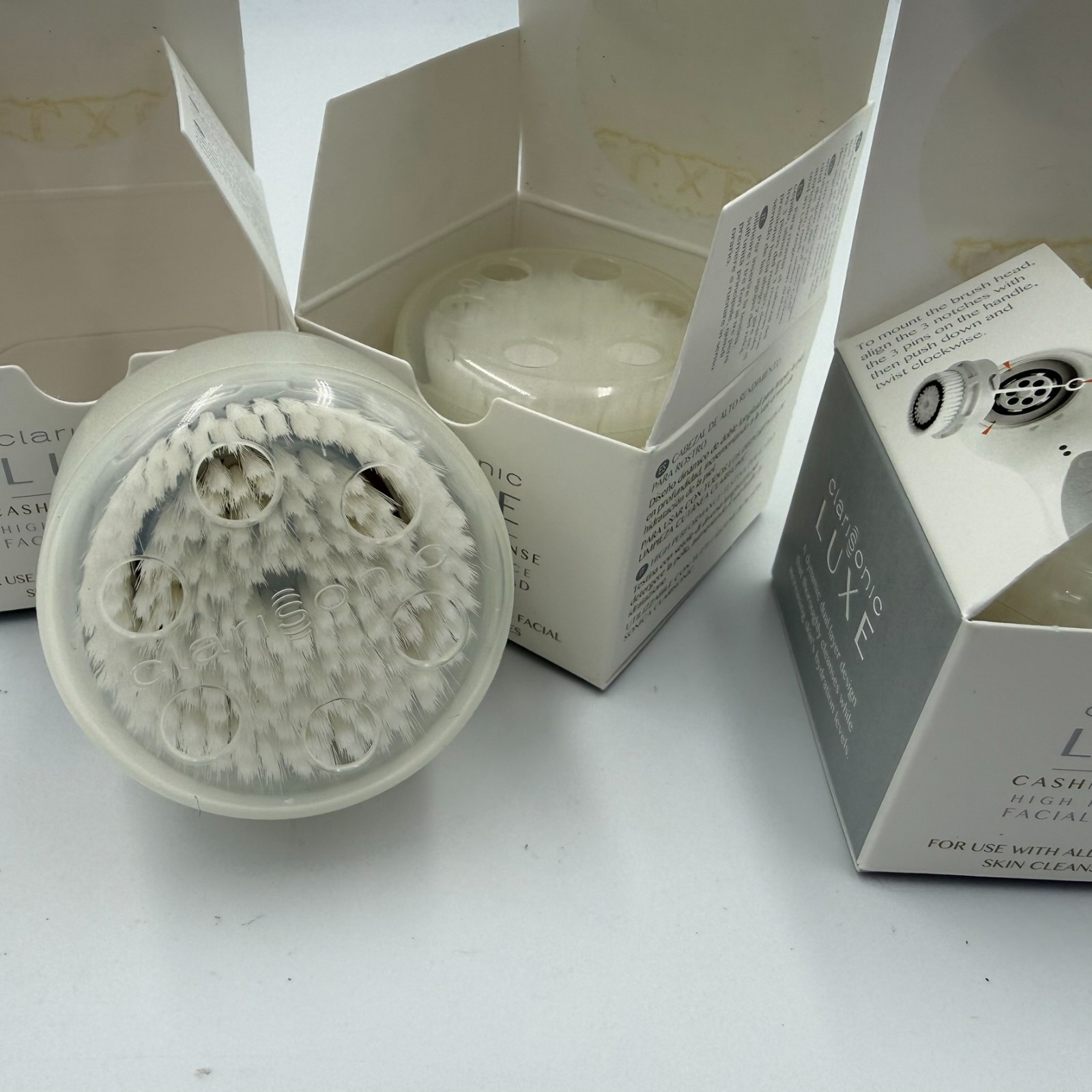 3 Pack Clarisonic LUXE Cashmere Cleanse Replacement Brush Heads Mia2 Aria Plus