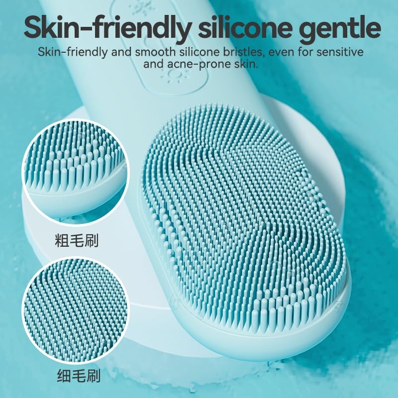 Silicone Cleansing Brush, Portable Scrubber with Hot Cold Vibration, 3 Modes,…