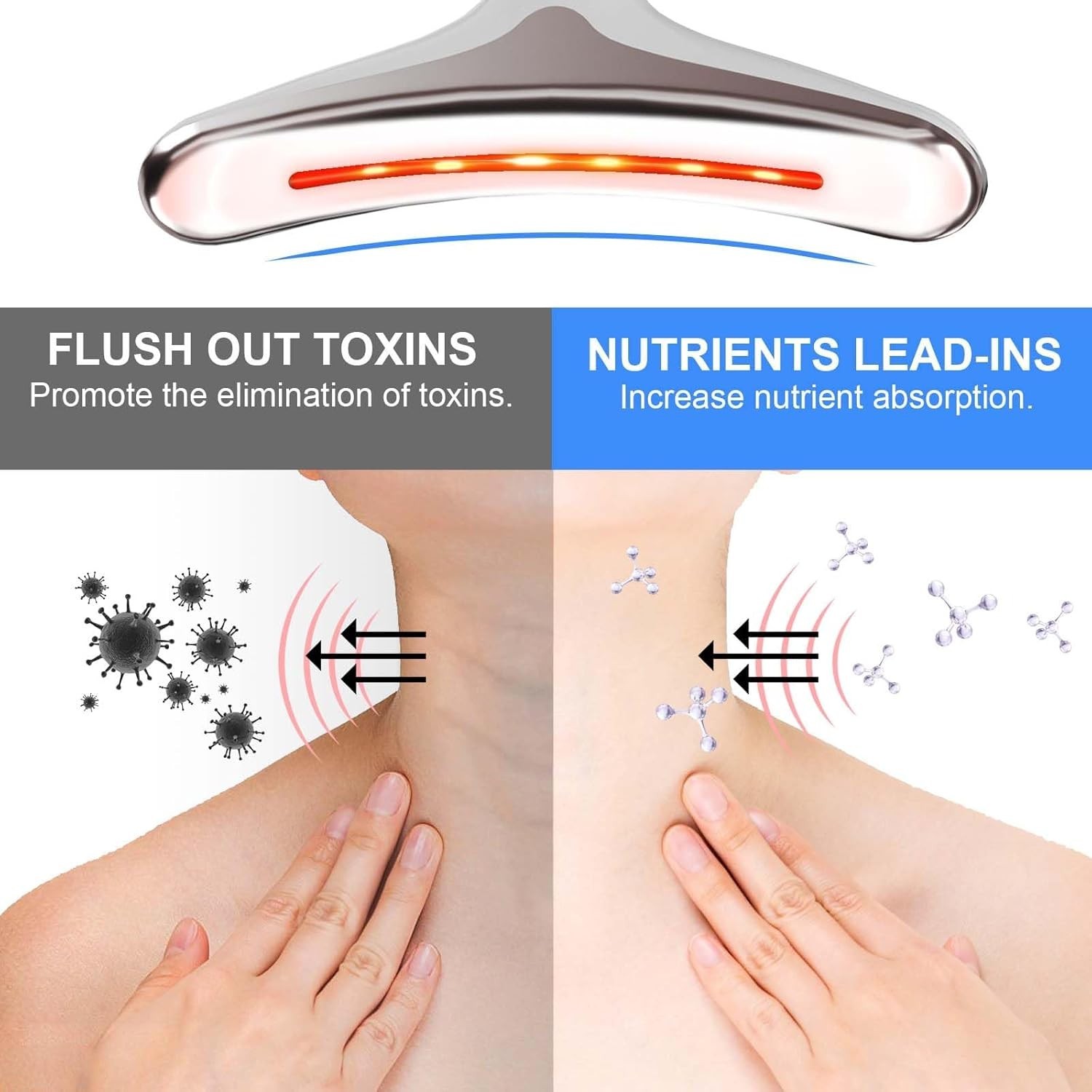 3 Color LED Face Neck Massager EMS Beauty Device Facial Sculpting Tool