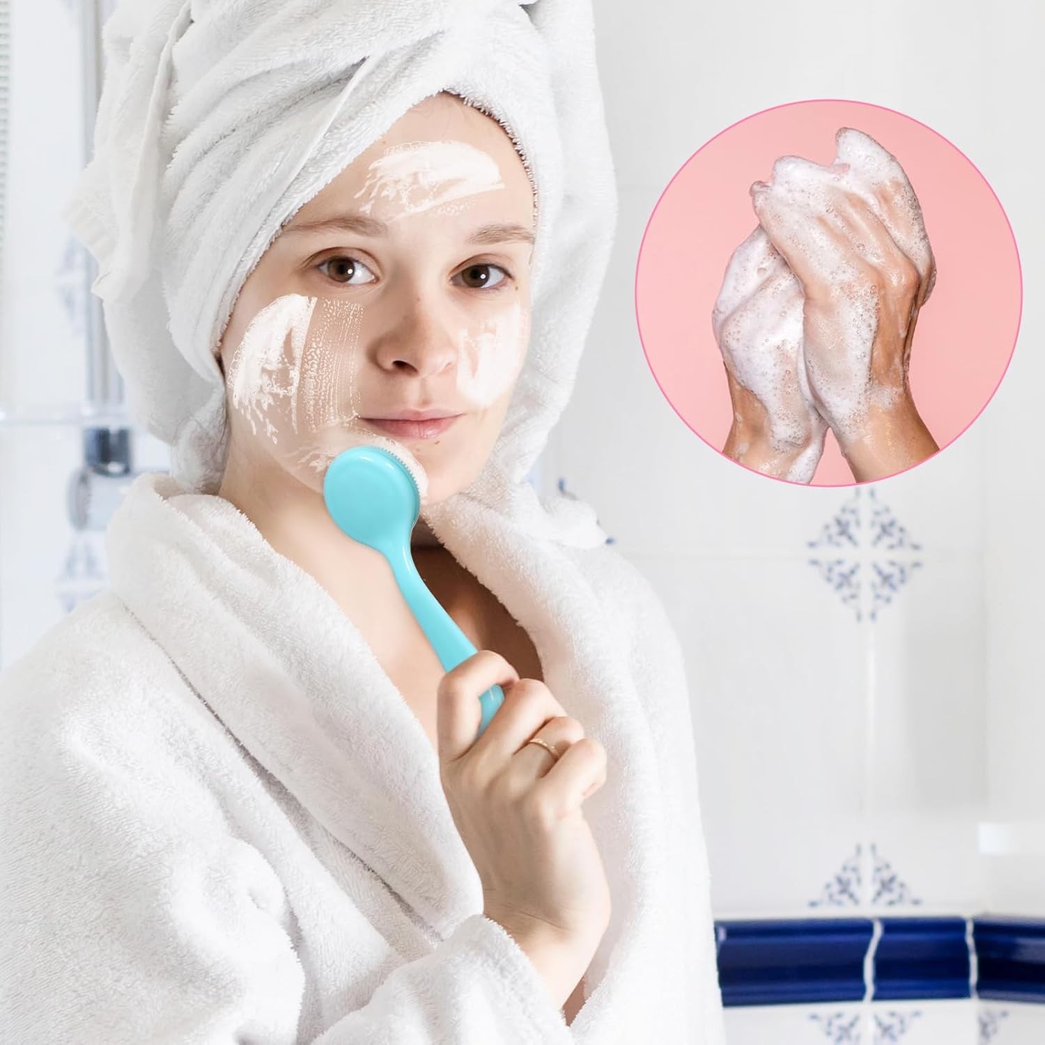 2 Pcs Silicone Facial Cleansing Brush Face Scrubber Exfoliating Brush