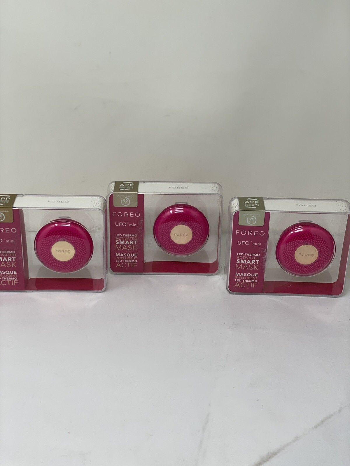 Lot Of 3 New FOREO UFO Mini LED Thermo Smart Facial Mask Pink Fuchsia Free Ship