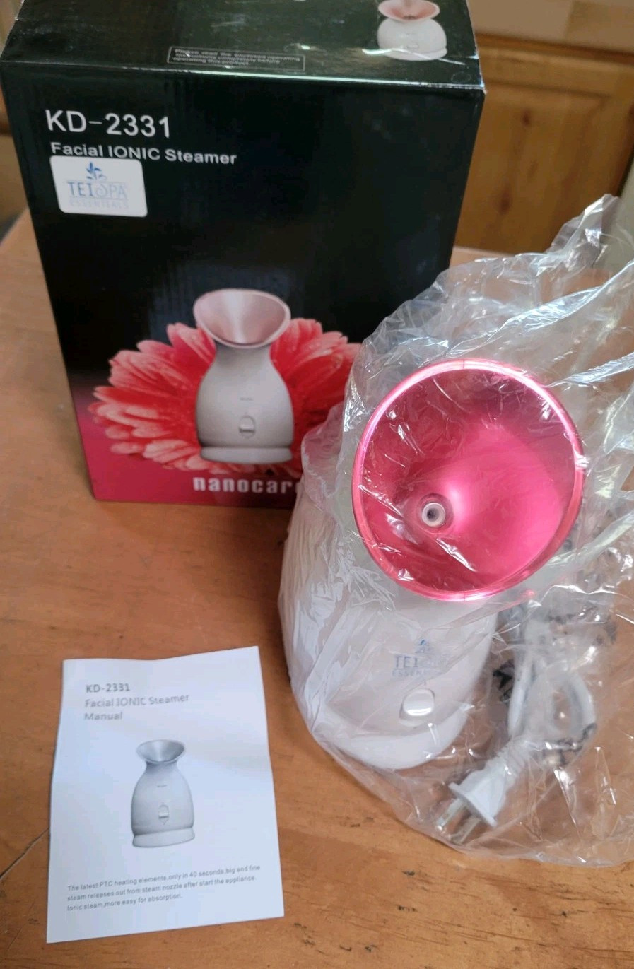 NANOCARE Facial Ionic Facial Steamer Model KD-2331 PINK NEW TEI SPA ESSENTIALS