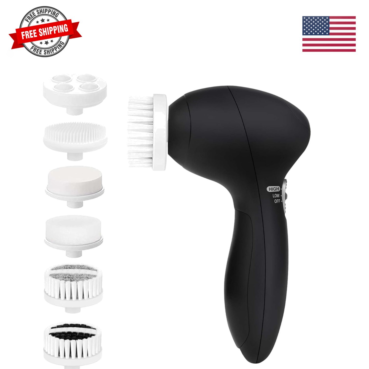 Facial Cleansing Brush Face Scrubber: Electric Face Spin Cleanser Brushes wit…