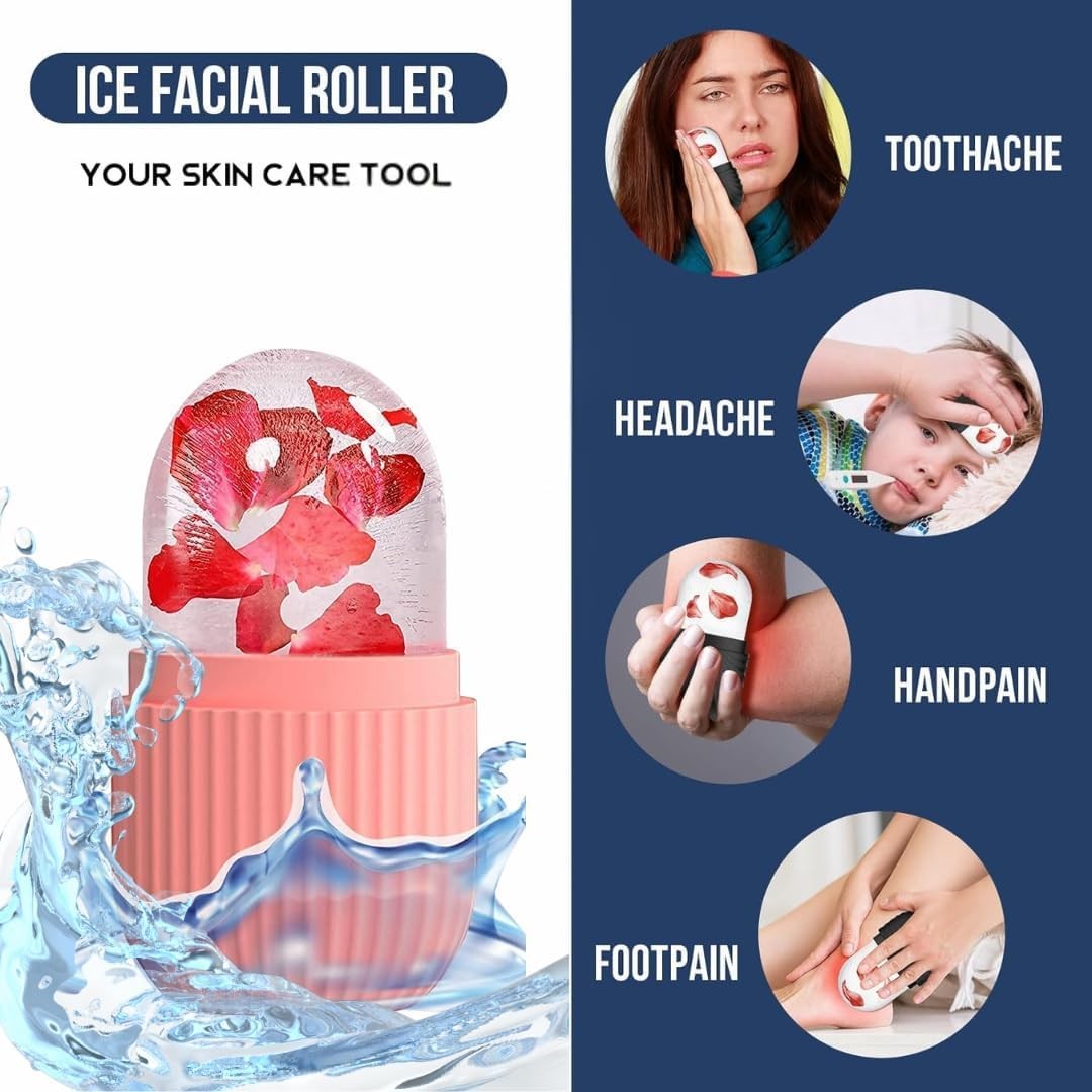 KRIXA Ice Roller for Face & Eyes – Reusable Icy Blue Skin Care Massager
