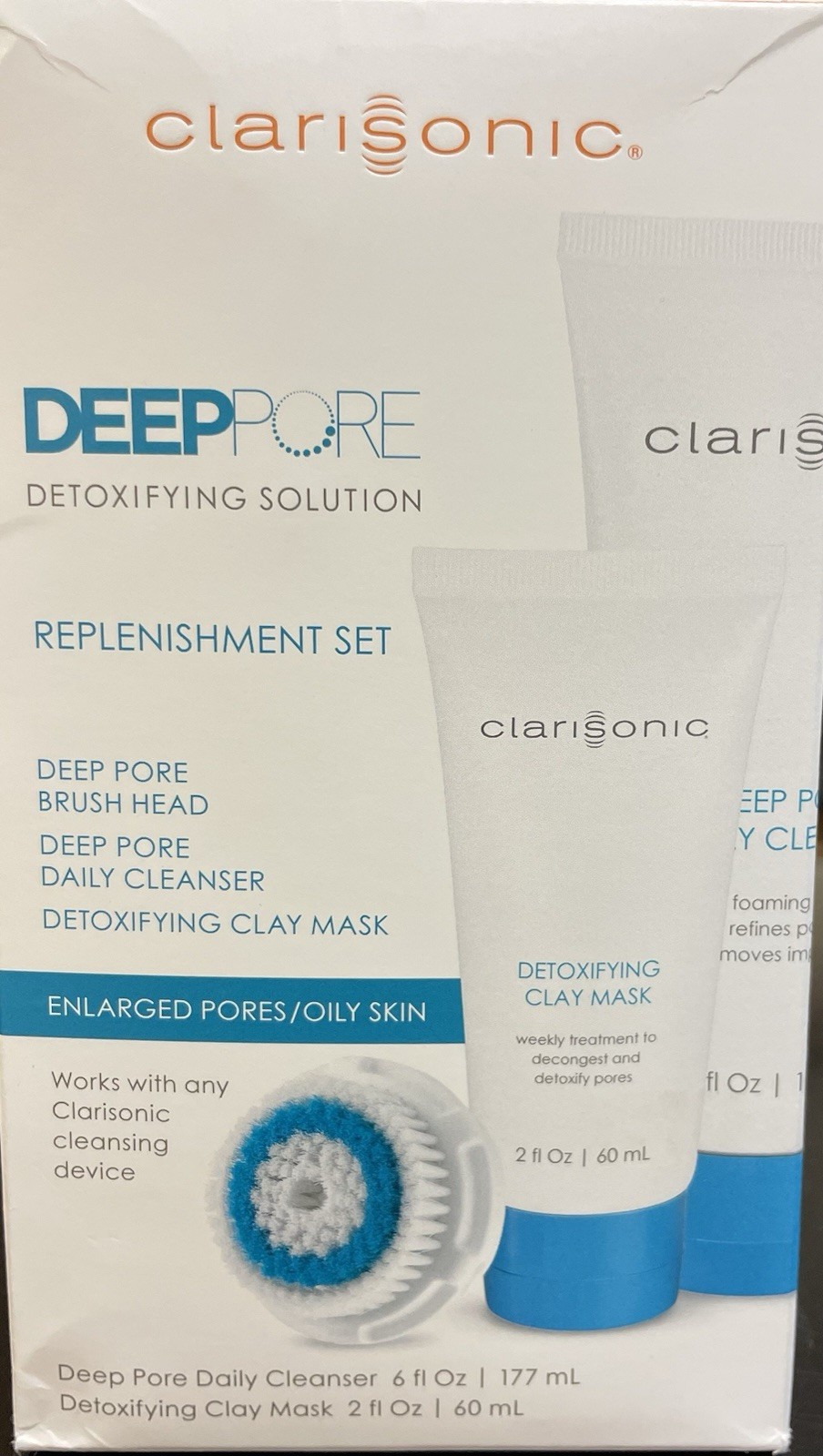 Clarisonic Deep Pore Skin Care Kit. Cleanser, Clay Mask & Deep Pore Brush Head