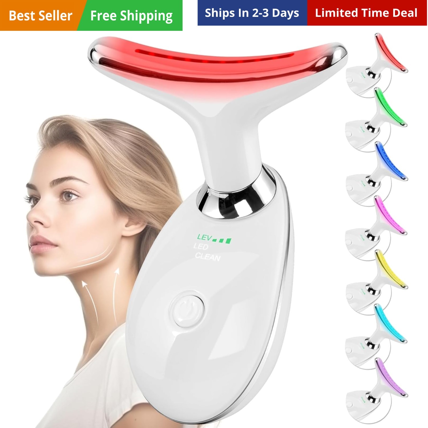 Facial Massager Face and Neck, Face 𝖲 culpting Wand Tool with 7 Color – Birt…