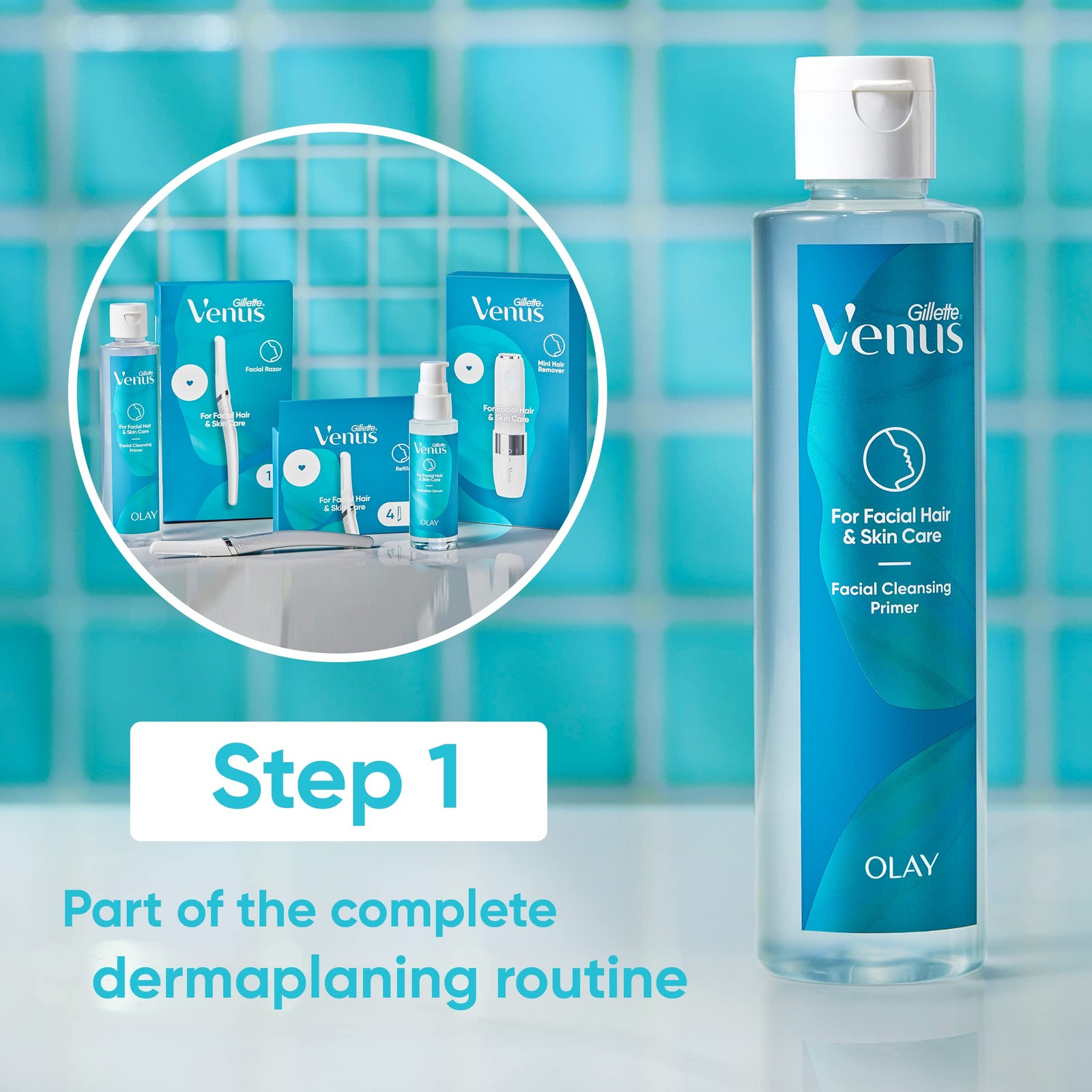 Gillette Venus Facial Hair & Skin Care Cleansing Primer for Derma-Plane 6.7 oz