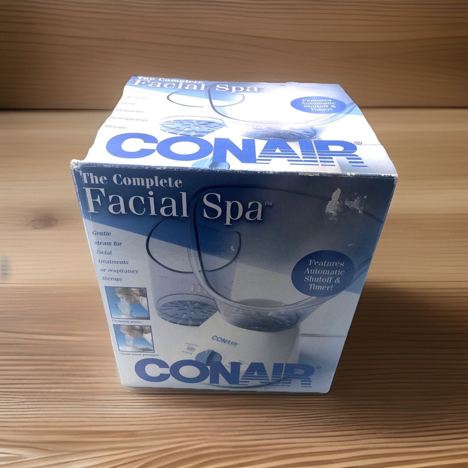 New Open Box Conair Complete Facial Spa Blue White Steam Sinus Therapy Auto off