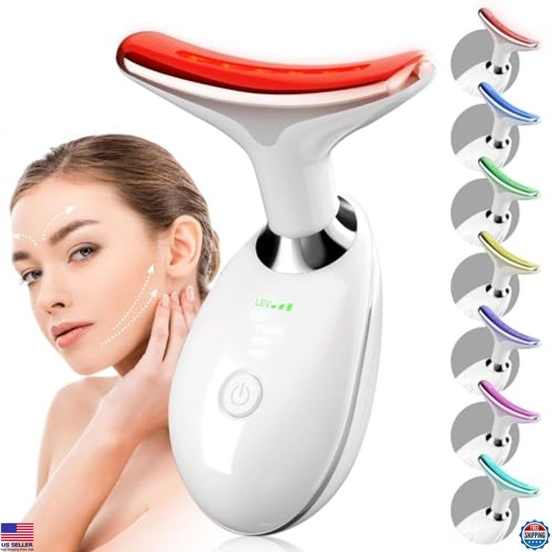2025 LED Face & Neck Massager Tool, 7 Colors for Skin Rejuvenation & Glow