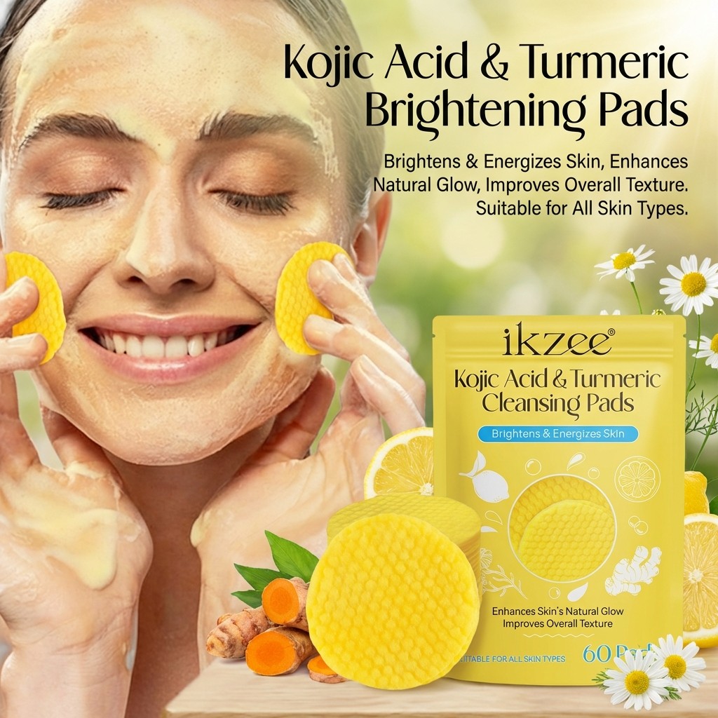 Facial Cleansing Pads with Kojic Acid and Turmeric Brightening Formula 60 Count