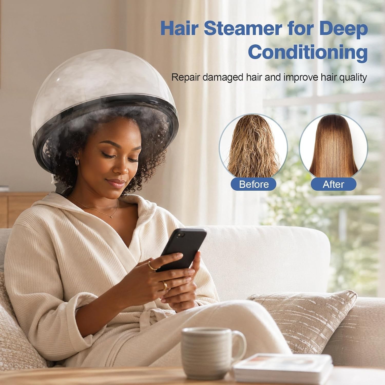 Professional 2-in-1 Hair & Facial Steamer with Ozone, Black