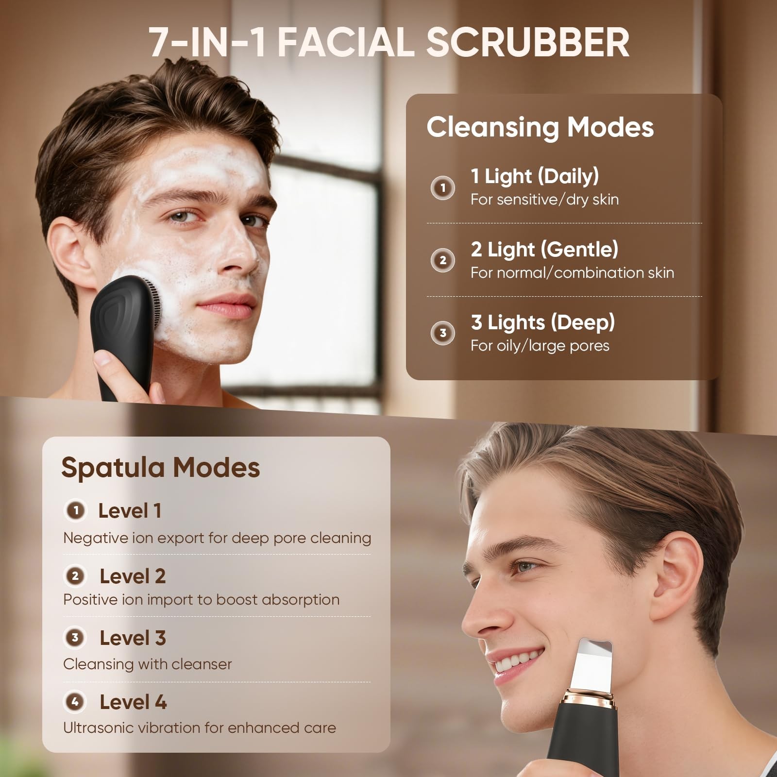 Silicone Scrubber Blackhead Scraper Rechargeable 2-in-1 Cleansing Brush & Ski…