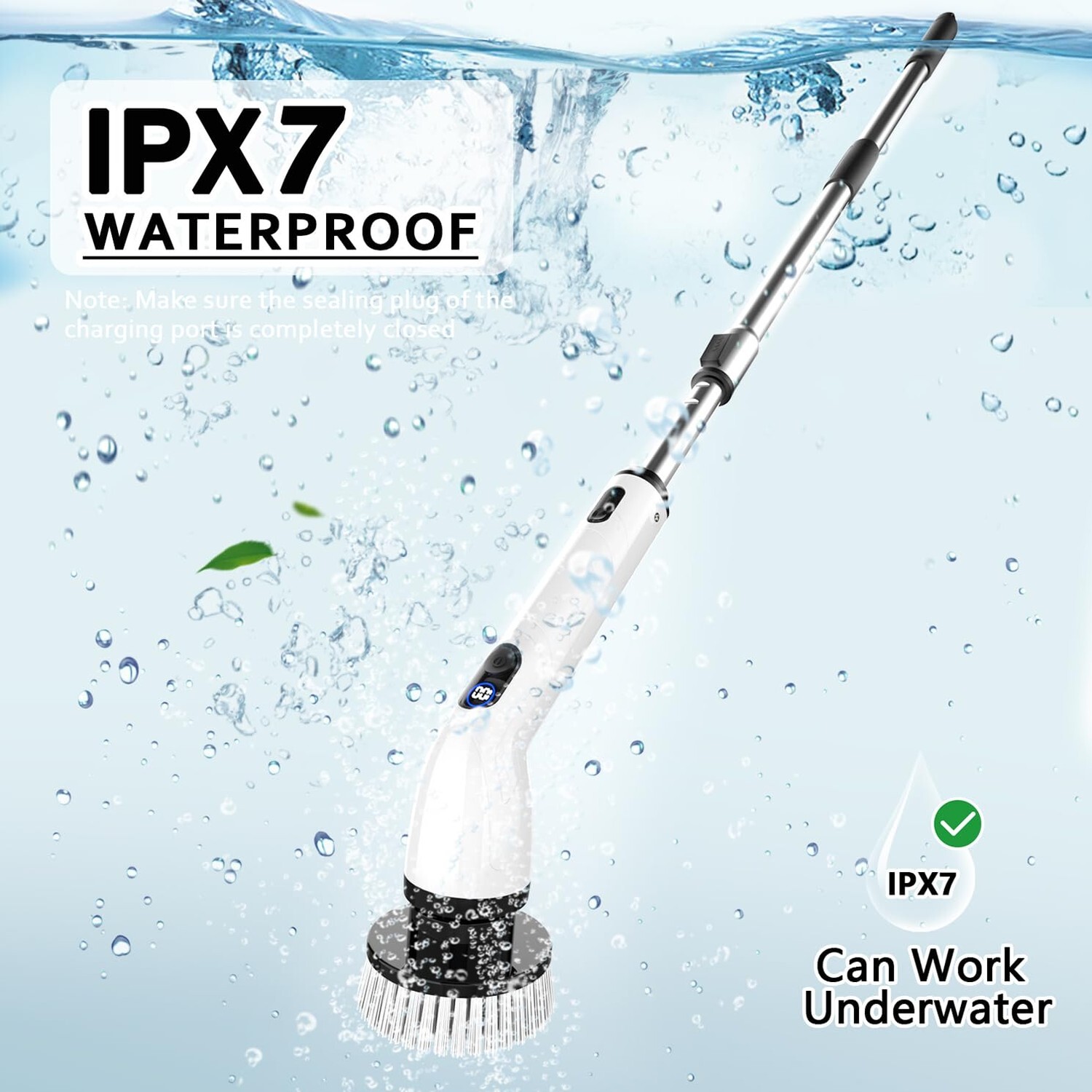 TUYU Electric Spin Scrubber, Full-Body IPX7 Waterproof Bathroom Scrubber with…