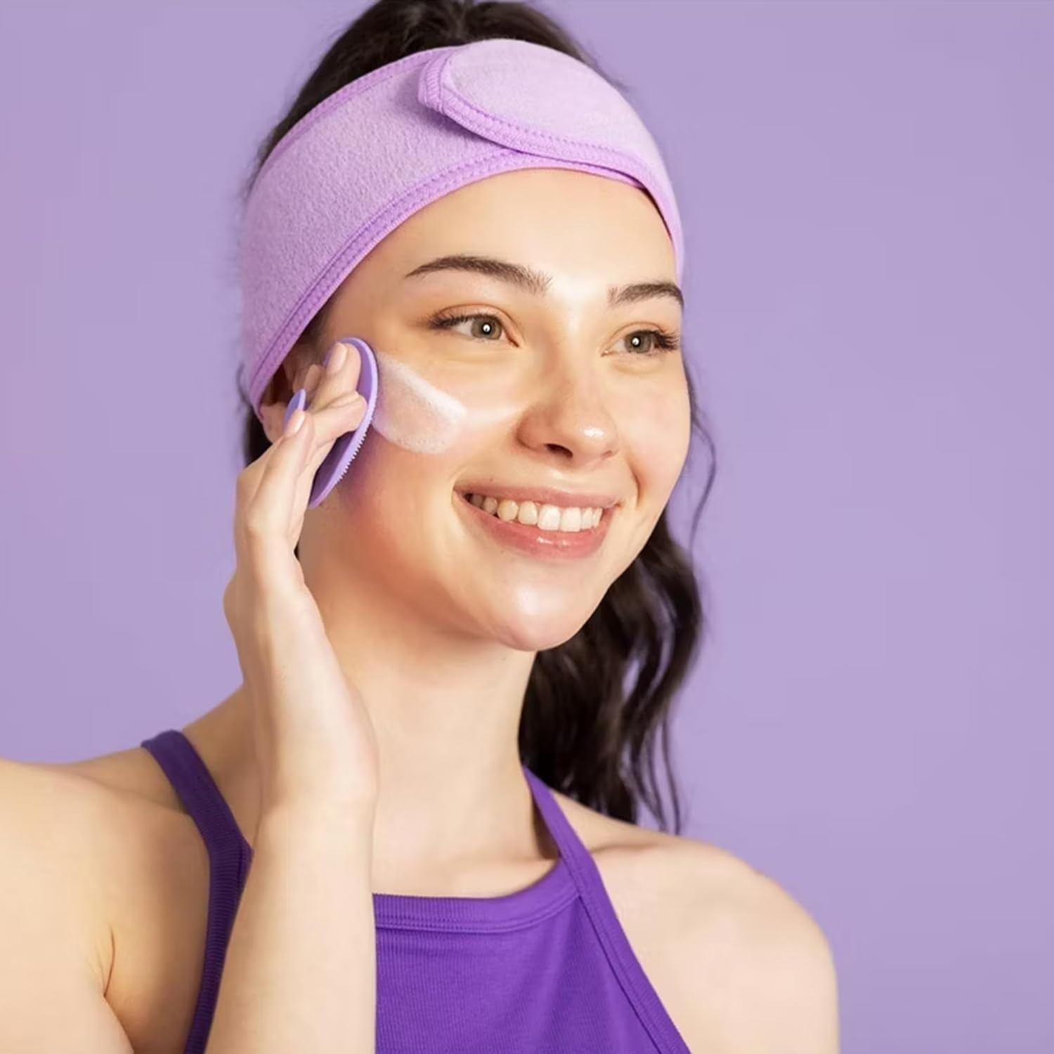 Facial Skin Scrubbers Pink Purple 2 Pack Reusable Silicone Exfoliating Face