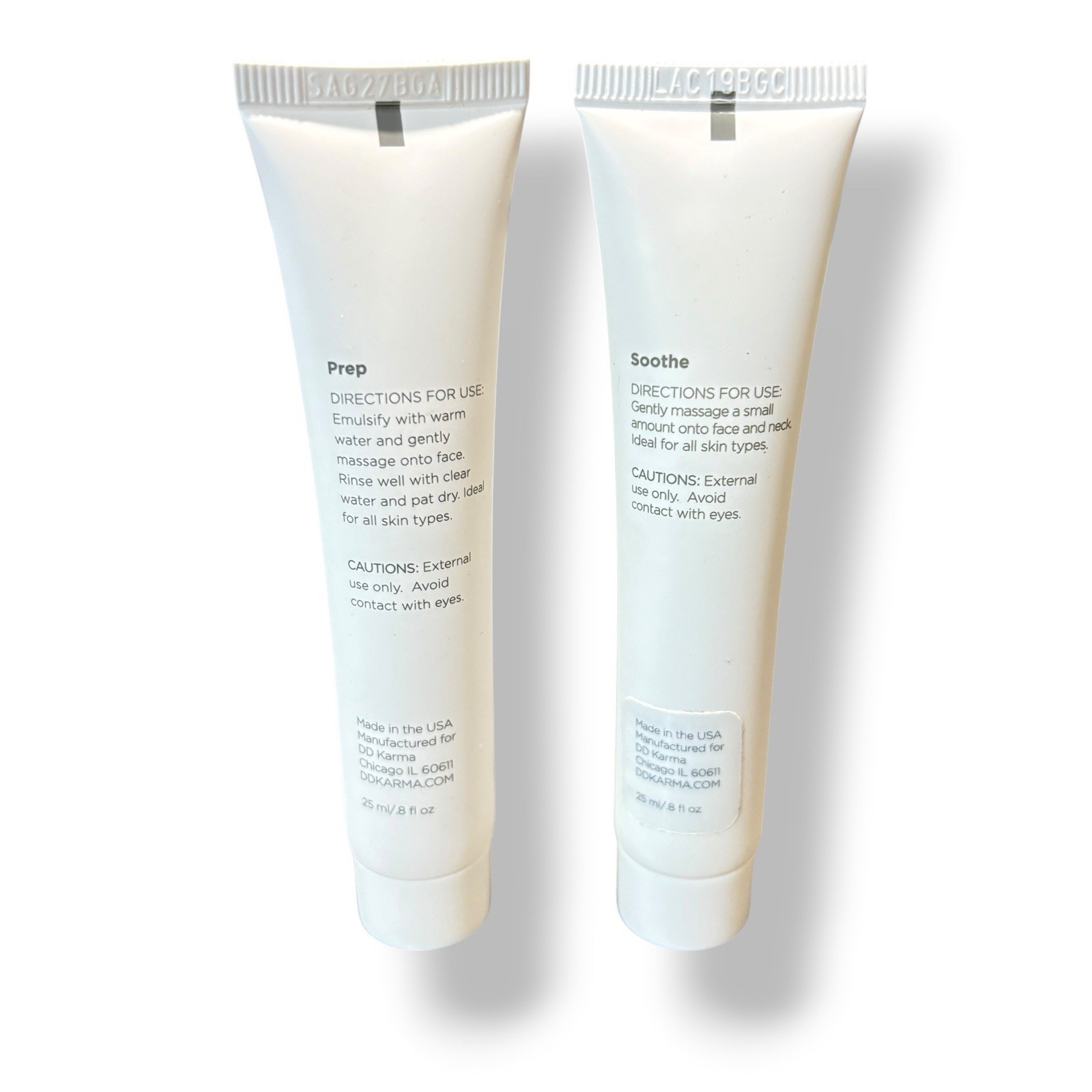 Dermaflash Step 1 Prep Cleanser & Step 3 Soothe Moisturizer .8 Oz Each Sealed