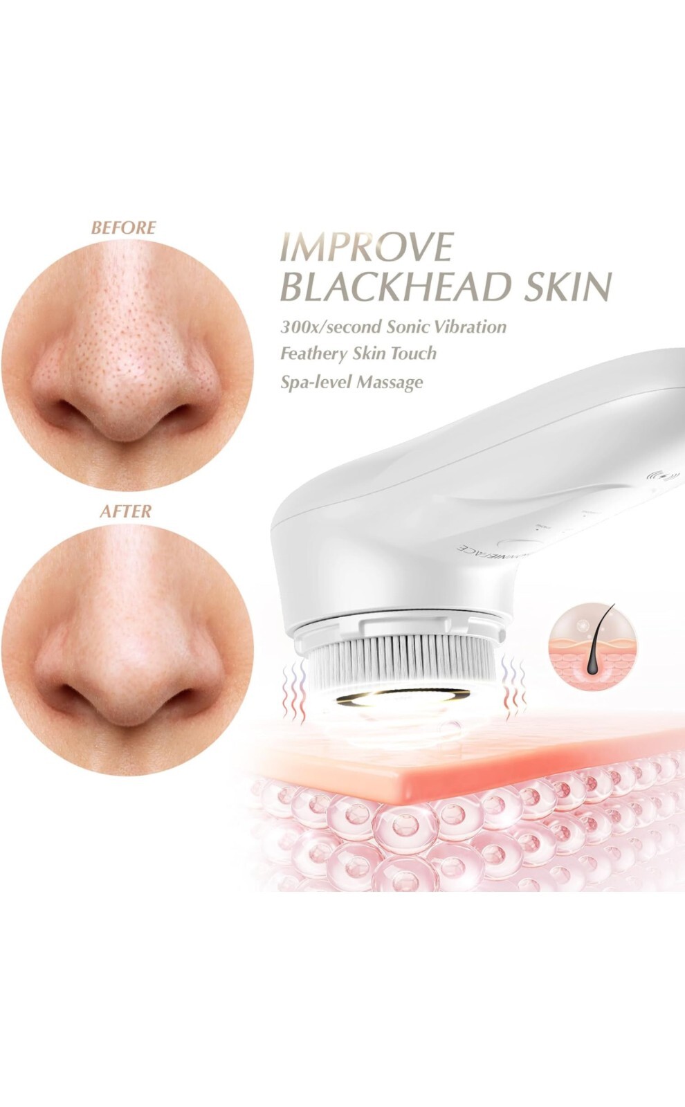 Bonnieface Sonic Facial Cleansing Brush for Deep and Through Facial Cleansing