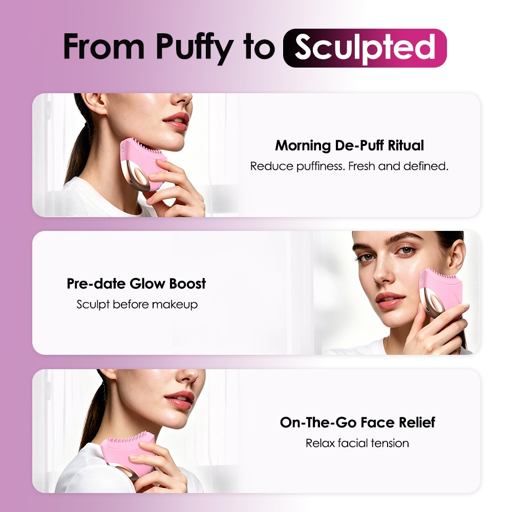 Lymphatic Drainage Face Brush – Curved Massager for Sculpting, Reduces Puffiness