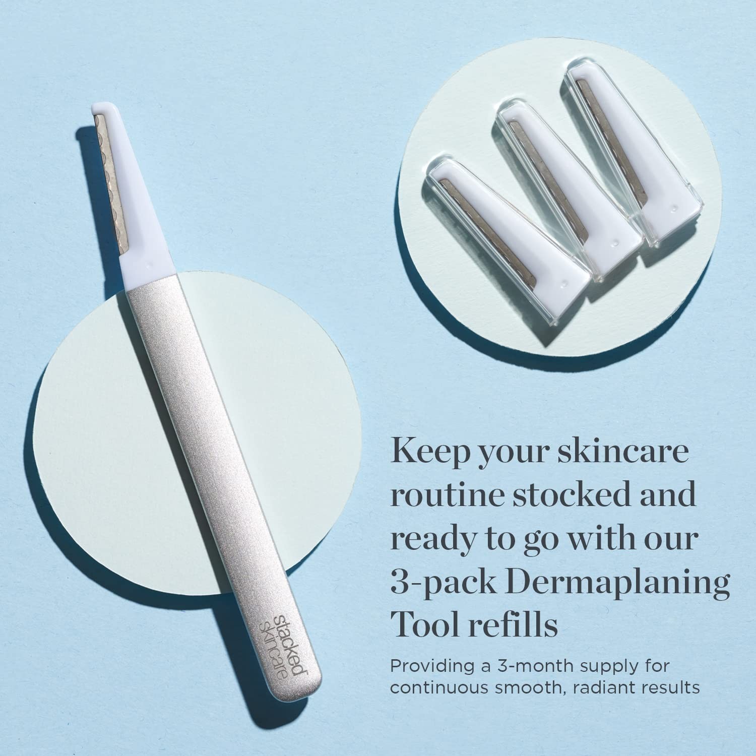 Facial Dermaplaning Tool 3 PK Refill Kit Exfoliating Smooth Radiant Glowing Skin