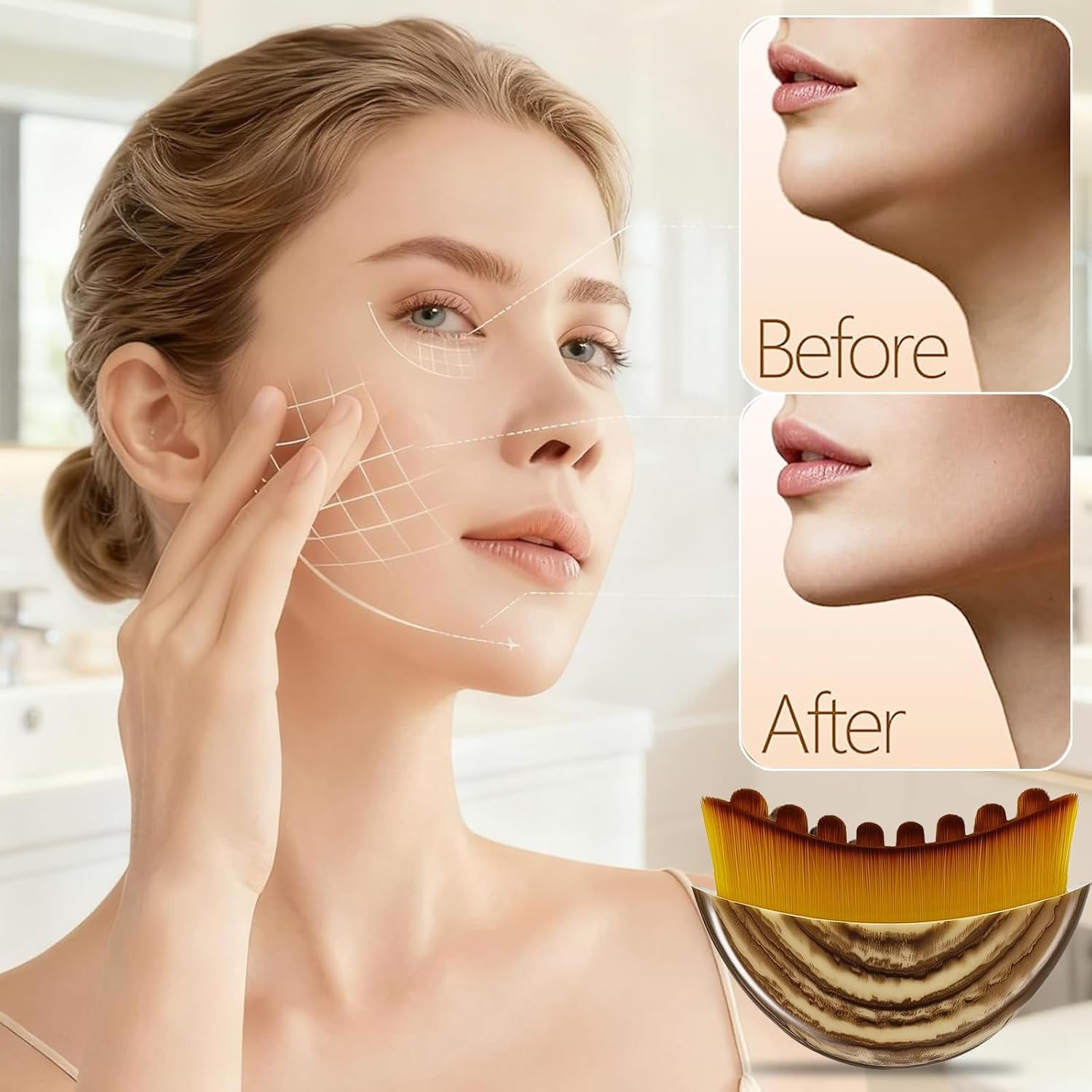 Lymphatic Contour Face Brush Lymphatic Drainage Massager for Face by Glowix 2pcs